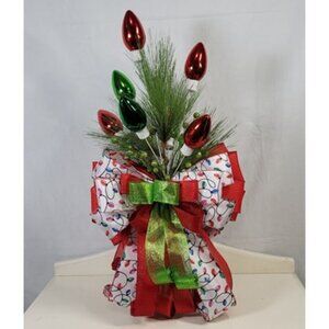Christmas Tree Topper, Christmas Tree Light Bulb Double-Sided Bow Tree Topper